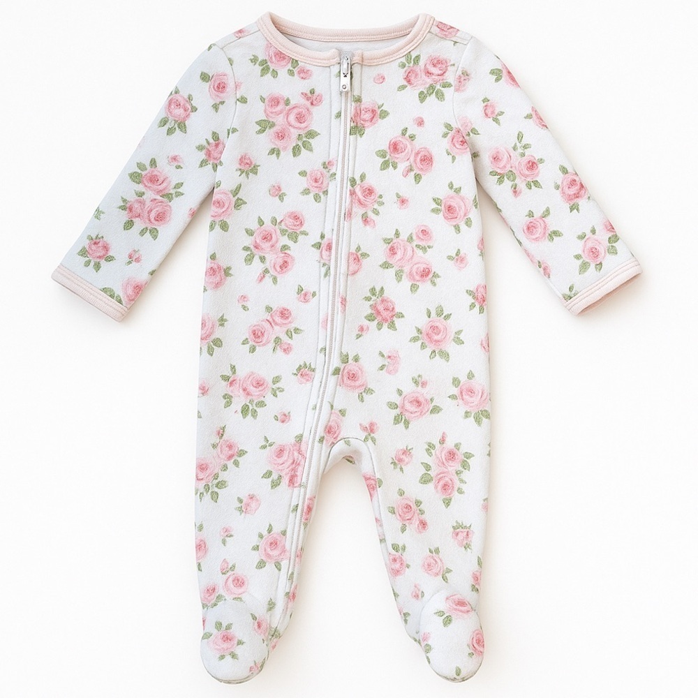 Laura Ashley Floral Footed Baby Sleeper With Zipper